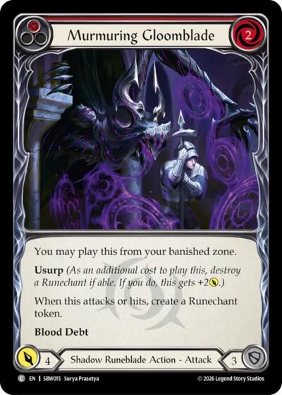 Murmuring Gloomblade (Red) - Silver Age: Usurp the Shadow Throne FAB spoiler