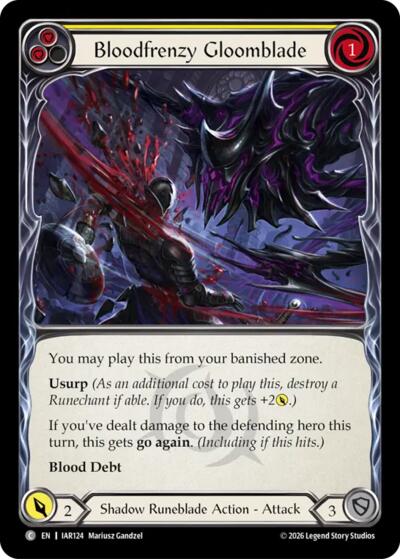 Bloodfrenzy Gloomblade (Yellow) - Usurp the Shadow Throne FAB spoiler